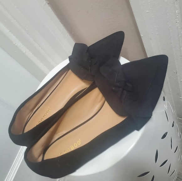 🌴Bamboo Justify-50 Bow Black Faux Suede Slip On Flats Size 10✌️ - Picture 8 of 14
